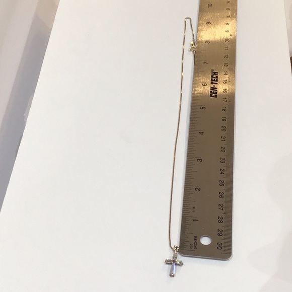 Sterling cross necklace with Cubic Zirconia insets. - Picture 7 of 8